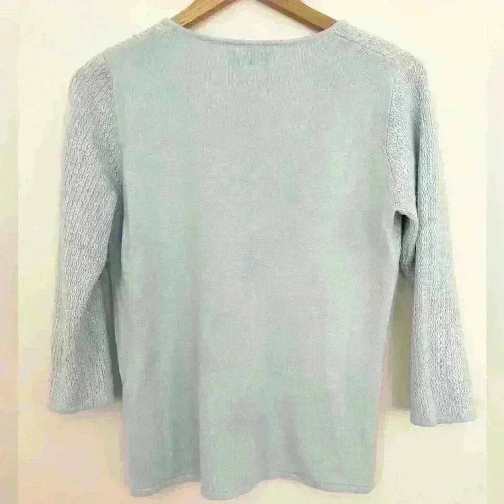 Sage Harbor Vintage Sweater Women’s Size Petite Large Blue Embroidered Sequin - Picture 6 of 8